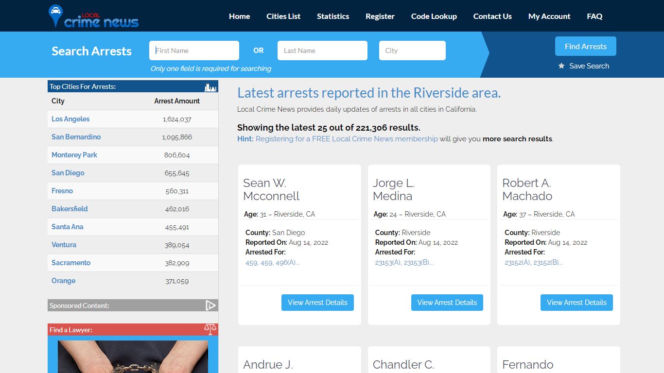 Riverside California Arrest Records | Local Crime News