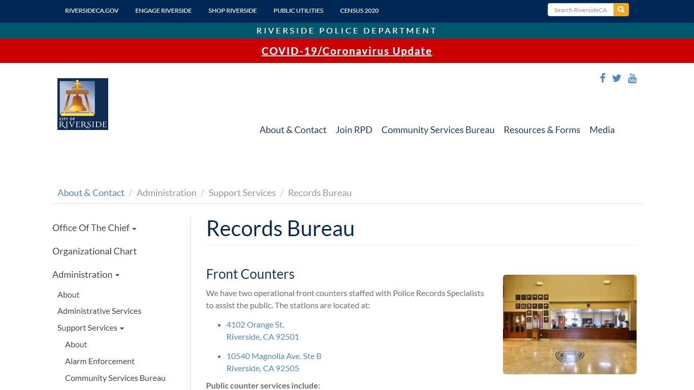 Records Bureau | Riverside Police Department